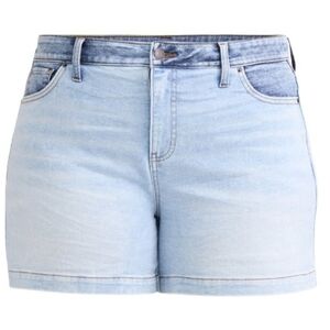 TERRA & SKY A- LINE INDIGO COLOR BLOCK DENIM JEAN SHORTS